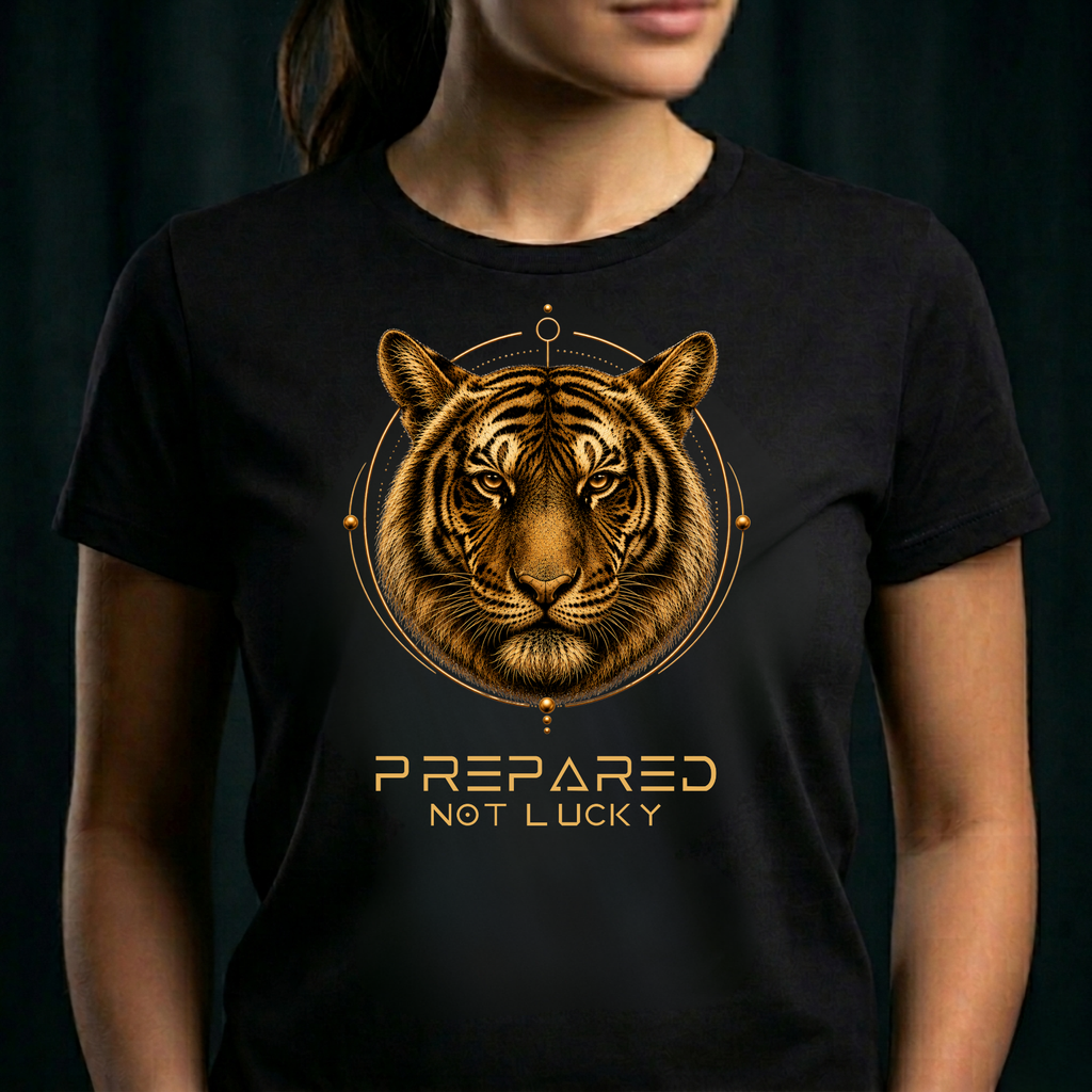 THE TIGER — Prepared, Not Lucky | T-Shirt (Front Design)