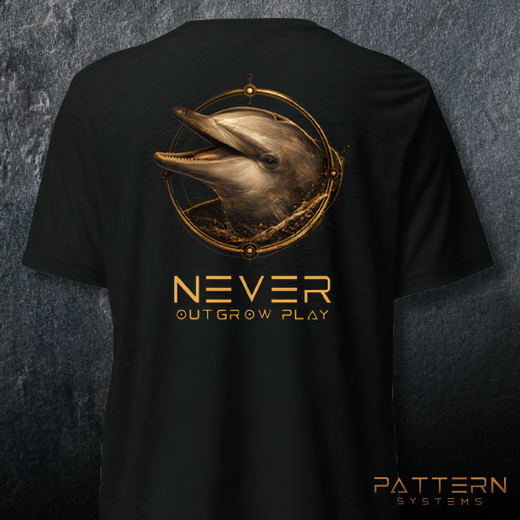 THE DOLPHIN — Never Outgrow Play | T-Shirt (Front Design)