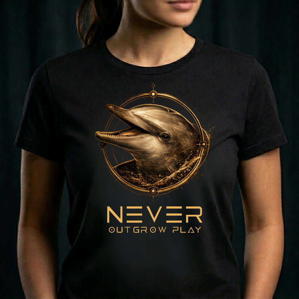 THE DOLPHIN — Never Outgrow Play | T-Shirt (Front Design)