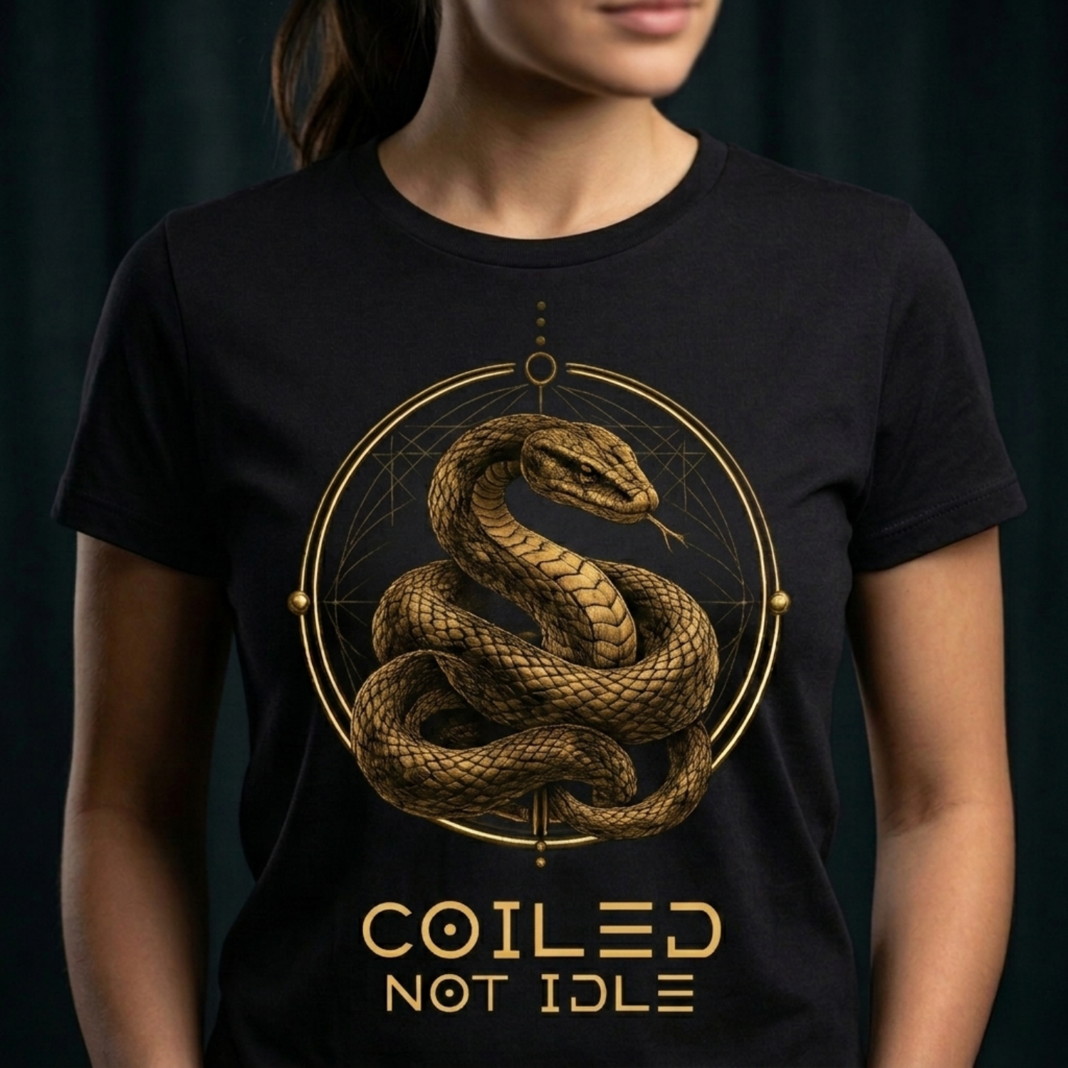 THE SNAKE — Coiled Not Idle (Front Design)